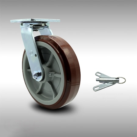 Service Caster 8 Inch SS Polyurethane Swivel Caster with Roller Bearing and Swivel Lock SCC SCC-SS30S820-PPUR-BSL